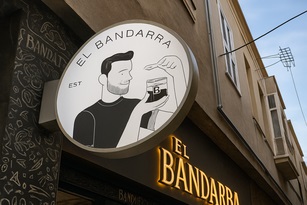 Banderola con luz y forma redonda