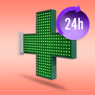 Banderola Cruz de Farmacia LED pixel - 24 horas