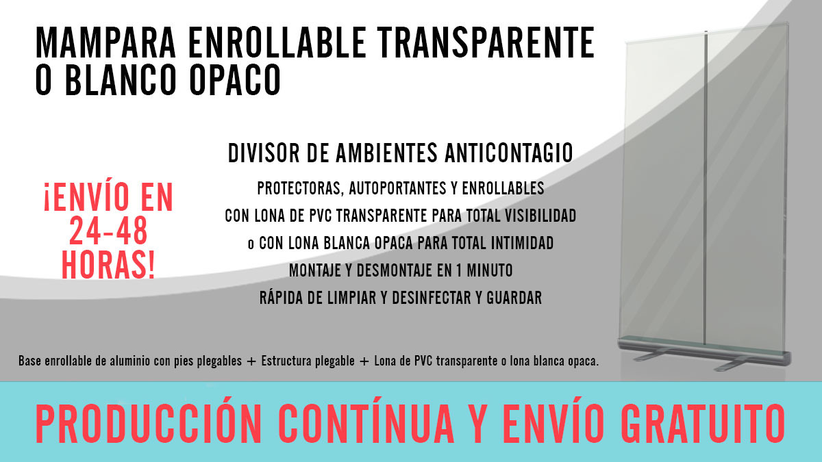 Mampara Enrollable Coronavirus | Transparente/Blanca Precio