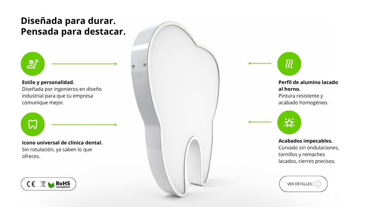 Rótulo Luminoso Muela para dentistas