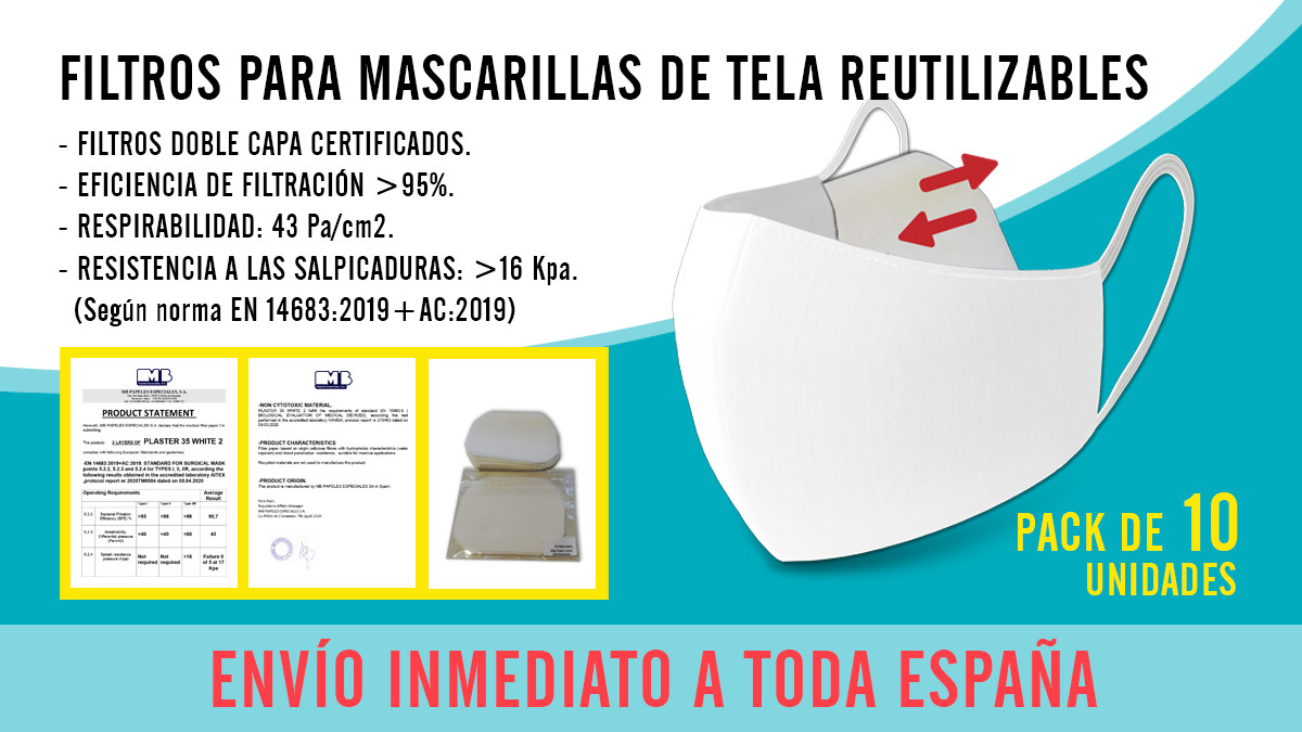 filtros para mascarillas reutilizables