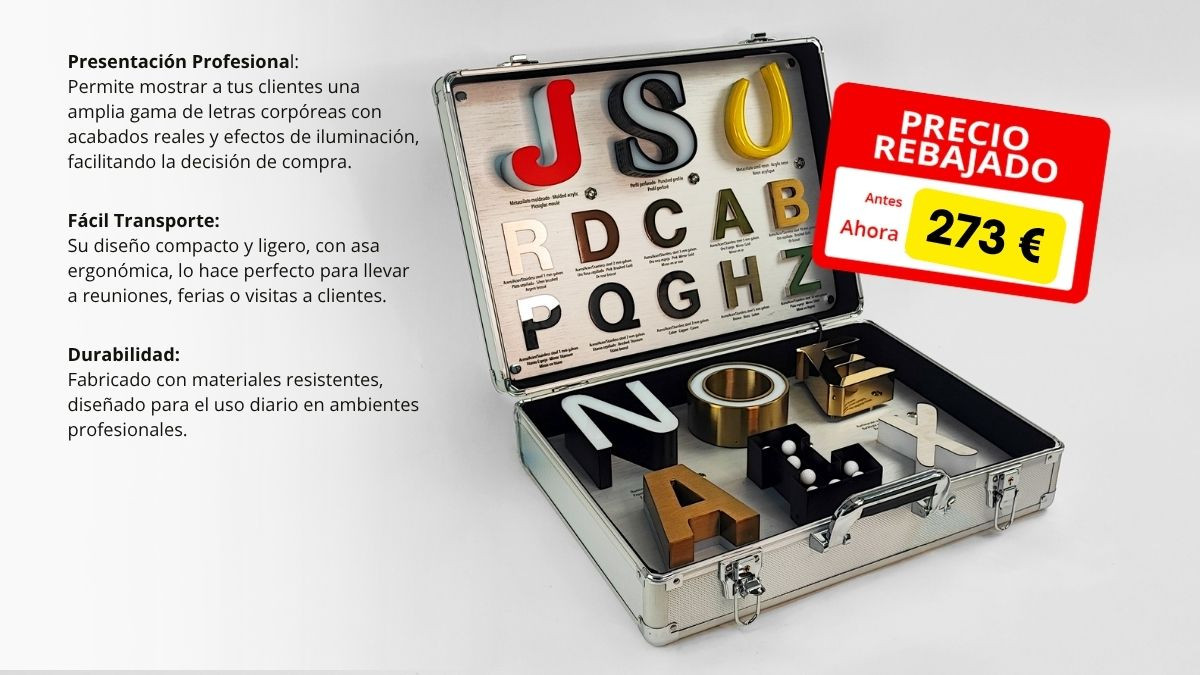 Maletín letras corpóreas