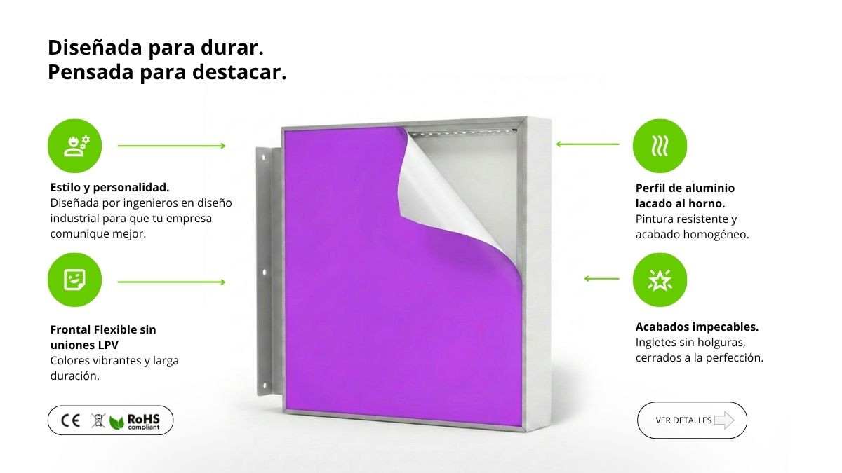 Banderola luminosa dos caras frontal flexible \