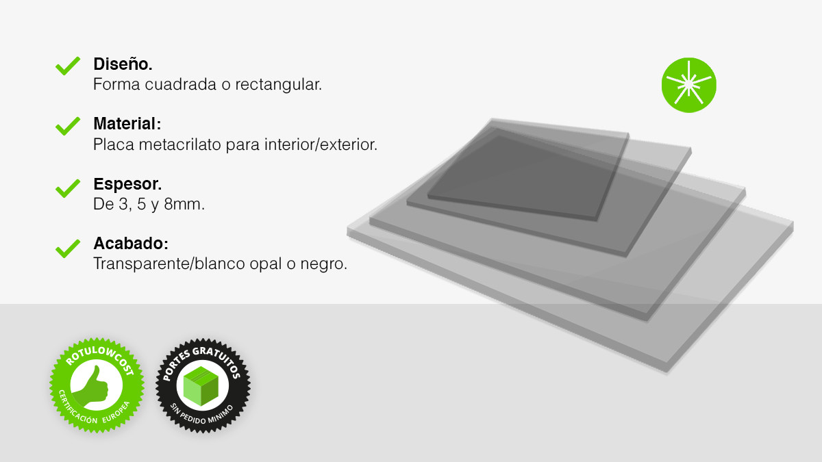 Placas de metacrilato a medida
