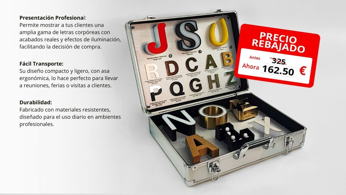 Maletín letras corpóreas