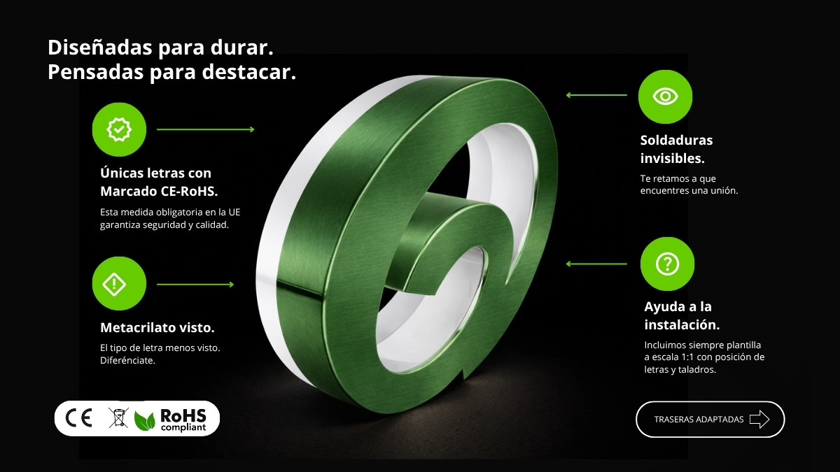 Letras corpóreas de aluminio luz indirecta metacrilato