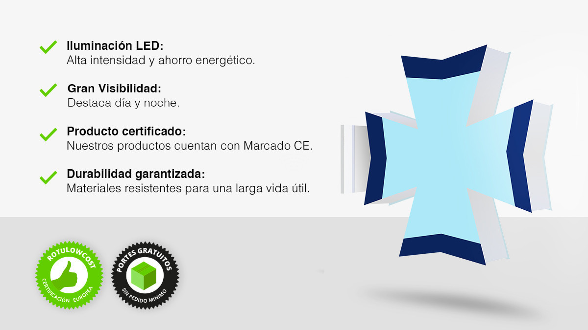 Banderola Luminosa Cruz para Protésicos dentales