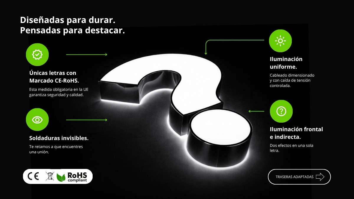 Letras corpóreas de aluminio luz frontal y trasera