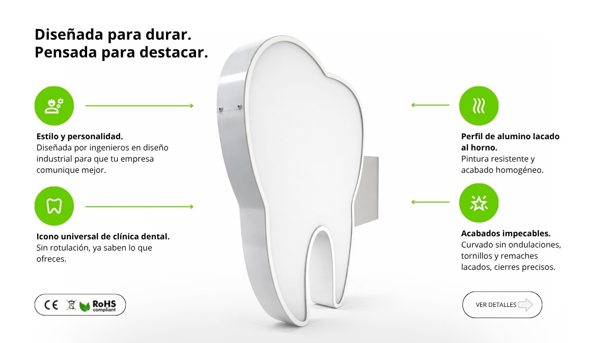 Banderola Luminosa Muela para dentistas
