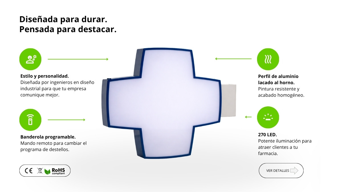 Banderola luminosa Cruz para Parafarmacias